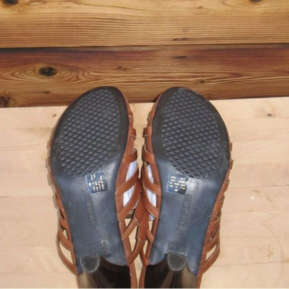 AEROLSOLES Womens 9 Brown Jeweled Slip On Heeled Sandals Shoes - Picture 8 of 8